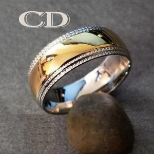Men's Gold and Silver Xband Wedding Ring or Men's gold Promise Ring